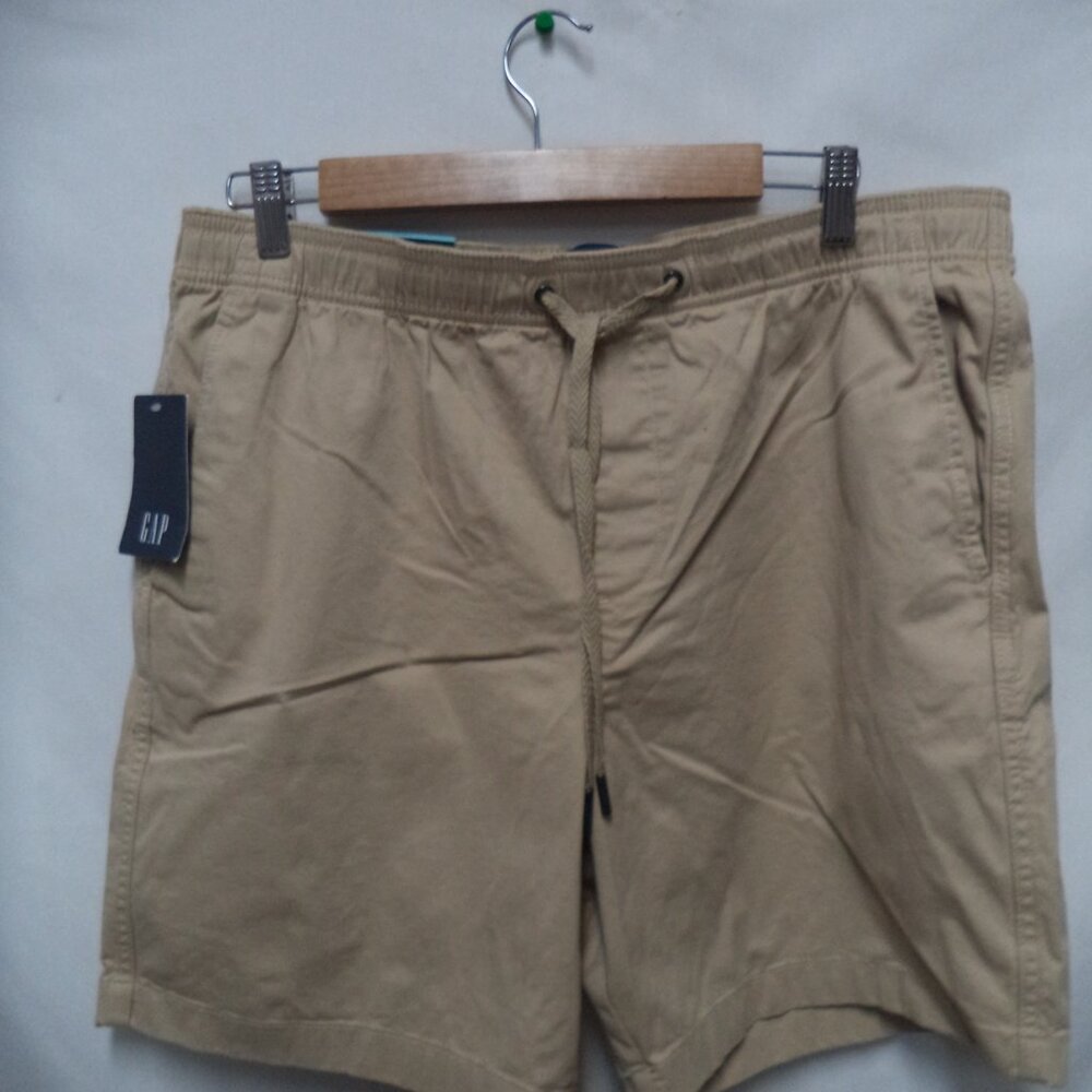 GAP khaki elastic waist Bermuda shorts khaki Pockets NEW NWT Size Sz Large Lg L - Picture 3 of 11